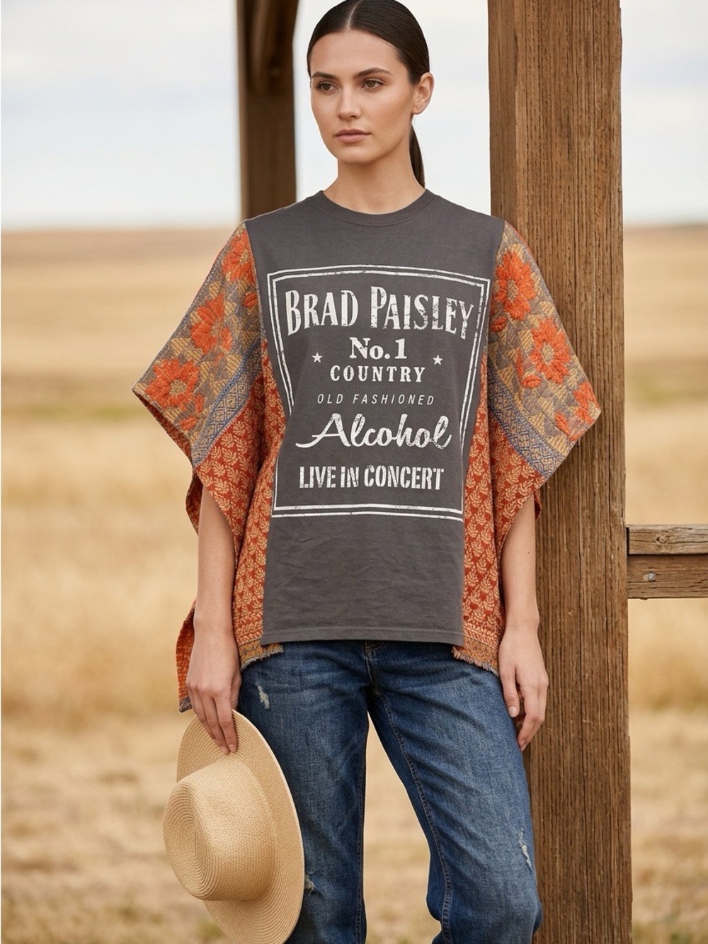 Handcrafted Upcycled Brad Paisley Kantha Tunic NWT One Size